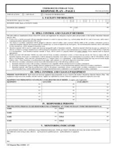 UNDERGROUND STORAGE TANK  RESPONSE PLAN – PAGE 1 TYPE OF ACTION  1. NEW PLAN