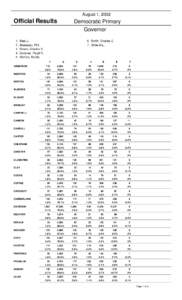 August 1, 2002  Official Results Democratic Primary Governor