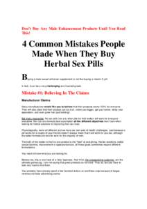 Don’t Buy Any Male Enhancement Products Until You Read This! 4 Common Mistakes People Made When They Buy Herbal Sex Pills