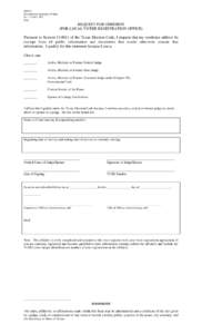 REQUEST FOR PEACE OFFICER CONFIDENTIALITY