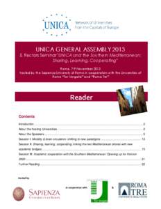 UNICA GENERAL ASSEMBLY 2013 & Rectors Seminar 