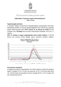 Tájékoztatás a Veszprém megyei influenzahelyzetrőlhét Figyelőszolgálat jelentése: A Veszprém Megyei Kormányhivatal Népegészségügyi Szakigazgatási Szervének illetékességi területén az influ