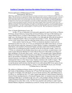 Southern Campaign American Revolution Pension Statements & Rosters Pension application of William Inscoe S11363 Transcribed by Will Graves f21VA[removed]