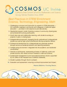 COSMOS  UC Ir vine California State Summer School for Mathematics and Science