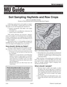 Nutrient management AGRICULTURAL MU Guide  PUBLISHED BY MU EXTENSION, UNIVERSITY OF MISSOURI-COLUMBIA