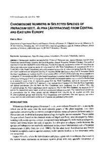 Folia Geobotanica 36: [removed], 2001  CHROMOSOME NUMBERS IN SELECTED SPECIES OF