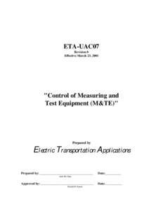 ETA-UAC07 Revision 0 Effective March 23, 2001 