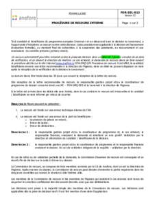 FORMULAIRE  FOR-SEL-013 PROCÉDURE DE RECOURS INTERNE