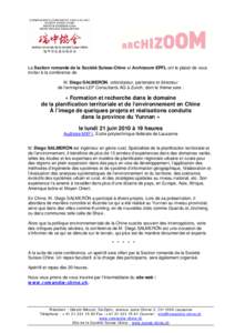 Conférence de M. Diego SALMERÓN - Formation et recherche dans le domaine de la planification territoriale et de l’environnement en Chine -