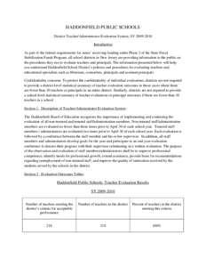 HADDONFIELD PUBLIC SCHOOLS District Teacher/Administrator Evaluation System, SY[removed]Introduction