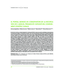 El portal meridià de l’observatori de la recerca (OR-IEC): anàlisi, promoció i difusió del coneixement científic català