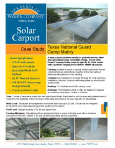 Austin, Texas  Solar Carport Case Study: Texas National Guard Camp Mabry