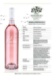 Mirabeau PURE Rosé 2015 Appellation Côtes De Provence Protégée ORIGIN Côtes de Provence
