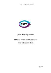 Joint Working Manual - Schedule 5  Joint Working Manual Offer of Terms and Conditions For Interconnection