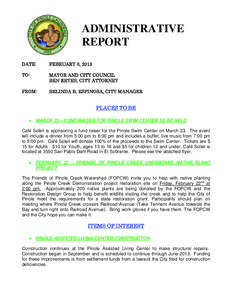 ADMINISTRATIVE REPORT DATE: FEBRUARY 8, 2013