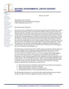 Recommendations Regarding the January 2014 Chemical Spill in Charleston, West Virginia