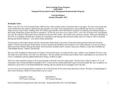 Iowa Learning Farms Program 13IFLM005 Integrated Farm and Livestock Management Demonstration Program Year-End Report January-December 2013