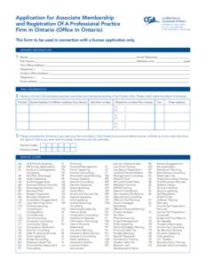 Application for AssociateProgram Membership Practice Inspection and Registration Of A Professional Practice Declaration