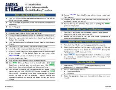 E-Travel Online Quick Reference Guide For Self Booking Travelers How to Log In to E-Travel Online 1 2