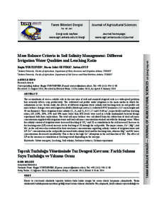 Mass Balance Criteria in Soil Salinity Management: Different Irrigation Water Qualities and Leaching Ratio