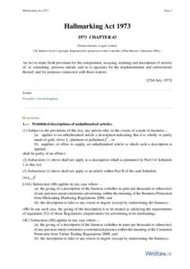 Hallmarking Act[removed]Page 1 Hallmarking Act[removed]CHAPTER 43