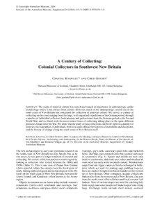 A century of collecting: colonial collectors in southwest New Britain.  In A Pacific Odyssey: Archaeology and Anthropology in the Western Pacific. Papers in Honour of Jim Specht
