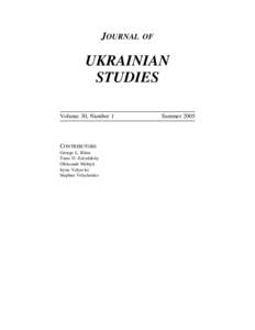 JOURNAL  OF UKRAINIAN STUDIES