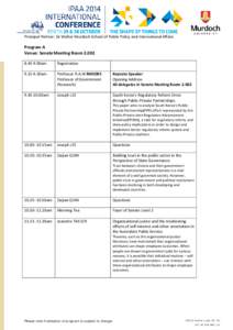 Principal Partner: Sir Walter Murdoch School of Public Policy and International Affairs  Program A Venue: Senate Meeting Room[removed]00am