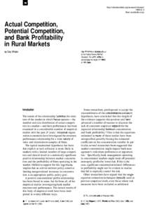 Actual Competition, Potential Competition, and Bank Profitability in Rural Markets