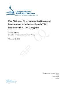 The National Telecommunications and Information Administration (NTIA): Issues for the 113th Congress