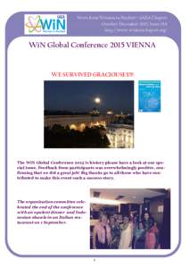 News from Women in Nuclear—IAEA Chapter October-December 2015, Issue #14 http://www.winiaeachapter.org/ WiN Global Conference 2015 VIENNA