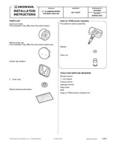 INSTALLATION INSTRUCTIONS Accessory  Application