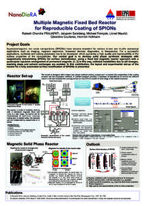 Multiple Magnetic Fixed Bed Reactor for Reproducible Coating of SPIONs Rakesh Chandra PRAJAPATI, Jatuporn Salaklang, Michael François, Lionel Maurizi, Géraldine Coullerez, Heinrich Hofmann  Project Goals