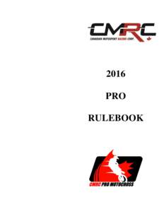 2016 PRO RULEBOOK TABLE OF CONTENTS DEFINITIONS .............................................1