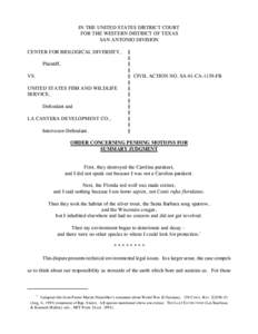 Dictynidae / Endangered species / Environmental law / Earth / Cicurina madla / Lawsuits / Endangered Species Act / Habitat Conservation Plan / Motion / Environment / Law / Bexar County /  Texas