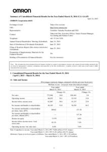 Microsoft Word - Summary of Consolidated Financial Results for the Year Ended March 31, 2014_U.S.GAAP_.doc