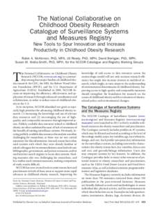 The National Collaborative on Childhood Obesity Research Catalogue of Surveillance Systems and Measures Registry