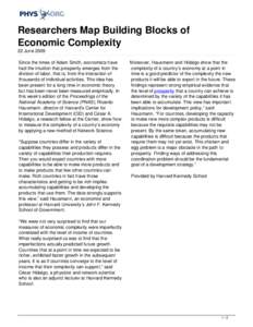 Researchers Map Building Blocks of Economic Complexity
