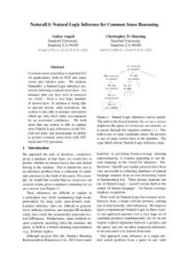 NaturalLI: Natural Logic Inference for Common Sense Reasoning Gabor Angeli Stanford University Stanford, CA[removed]removed]