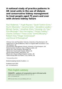 A national study of practice patterns in UK renal units in the use of dialysis and conservative kidney management to treat people aged 75 years and over with chronic kidney failure