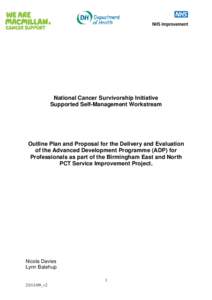 National Cancer Survivorship Initiative Supported Self-Management Workstream Outline Plan and Proposal for the Delivery and Evaluation of the Advanced Development Programme (ADP) for Professionals as part of the Birmingh