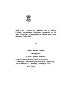 Speech on[removed]on Presiding over of Andhra Pradesh Intellectuals Conference organized by All India Conference of Intellectuals at Jubilee Hall, Public Gardens, Hyderabad.  By