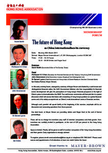 Championing HK-UK Business Links  David Smith The future of Hong Kong