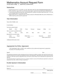 Mathematics Account Request Form Harvey Mudd College • Department of Mathematics  Instructions