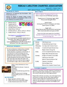 RIDEAU CARLETON CHARITIES ASSOCIATION January 2014 | Volume 1, Issue 1 http://  CALENDAR OF EVENTS