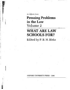 An Offprint from:  I Pressing Problems . in the Law
