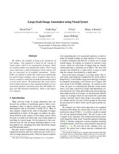 Large-Scale Image Annotation using Visual Synset David Tsai1,2 Yushi Jing2  Yi Liu2