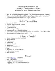 Genealogy Resources at the