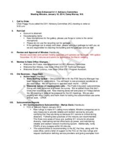 State EnhancedAdvisory Committee Meeting Minutes, January 16, 2014, Camp Murray, WA I.  Call to Order