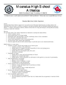 Moanalua High School Athletics 2825 Ala Ilima Street Honolulu, Hi[removed]Athletic Director: Joel Kawachi phone[removed]fax[removed]e-mail [removed]